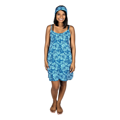Bandana - BAND-4015 - Blue Hibiscus 21x21 Rayon