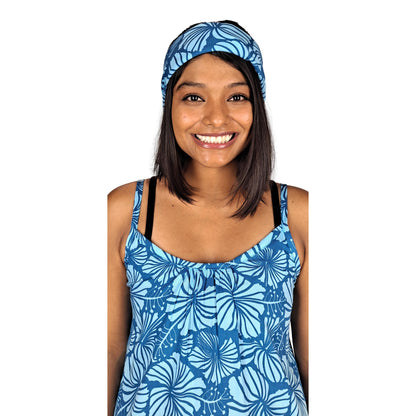 Bandana - BAND-4015 - Blue Hibiscus 21x21 Rayon