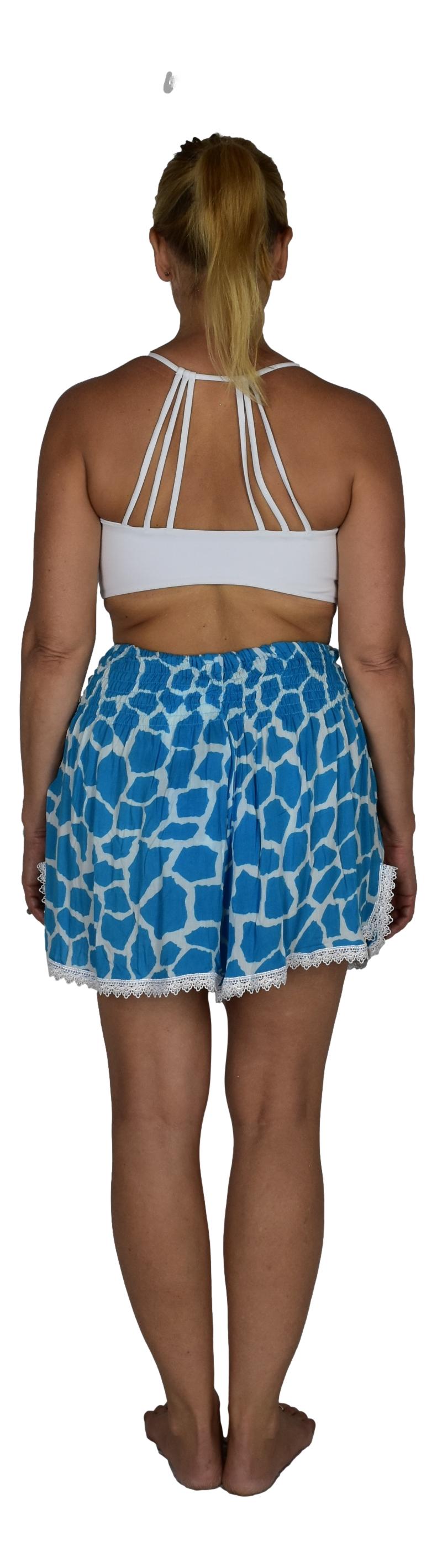 Beach Babe Shorts BBS-3506-S/M - Animal Print Giraffe Blue (S/M)