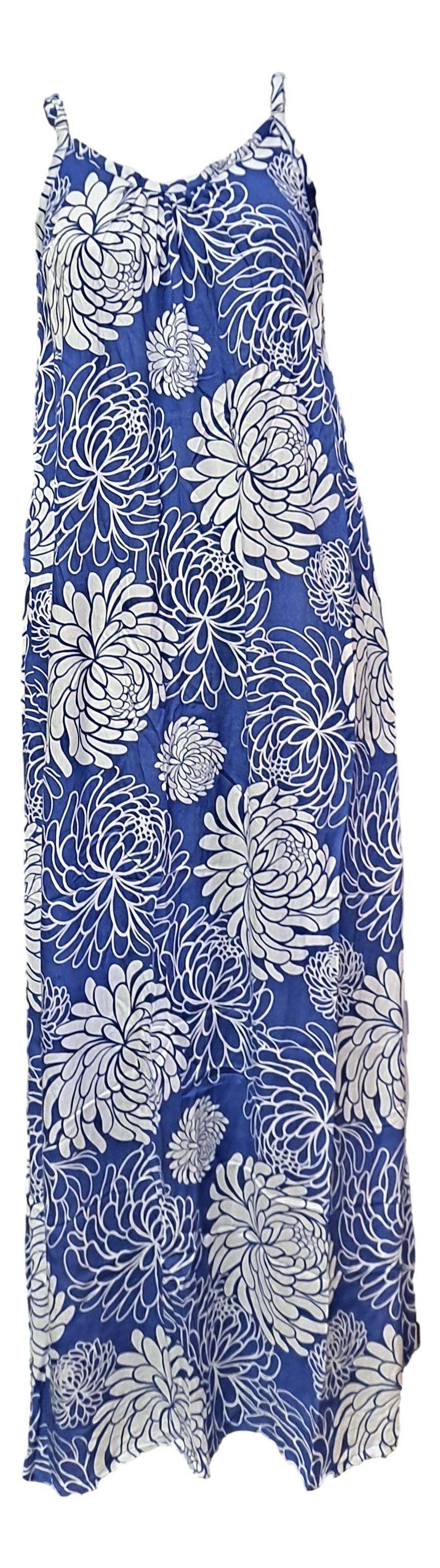 Bali Dress Long - BD-1231-L - Blue Chrysanthemum