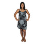 Bali Dress Short - BD-1232-S - Black Chrysanthemum