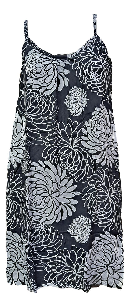 Bali Dress Short - BD-1232-S - Black Chrysanthemum
