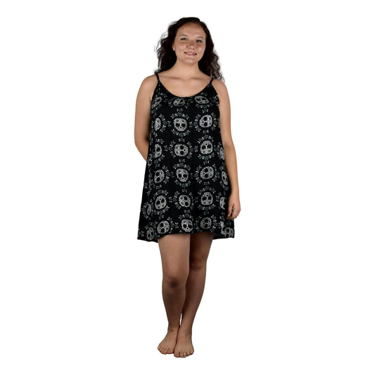 Bali Dress Short - BD-2950-S Black and Gray Sugar Skulls