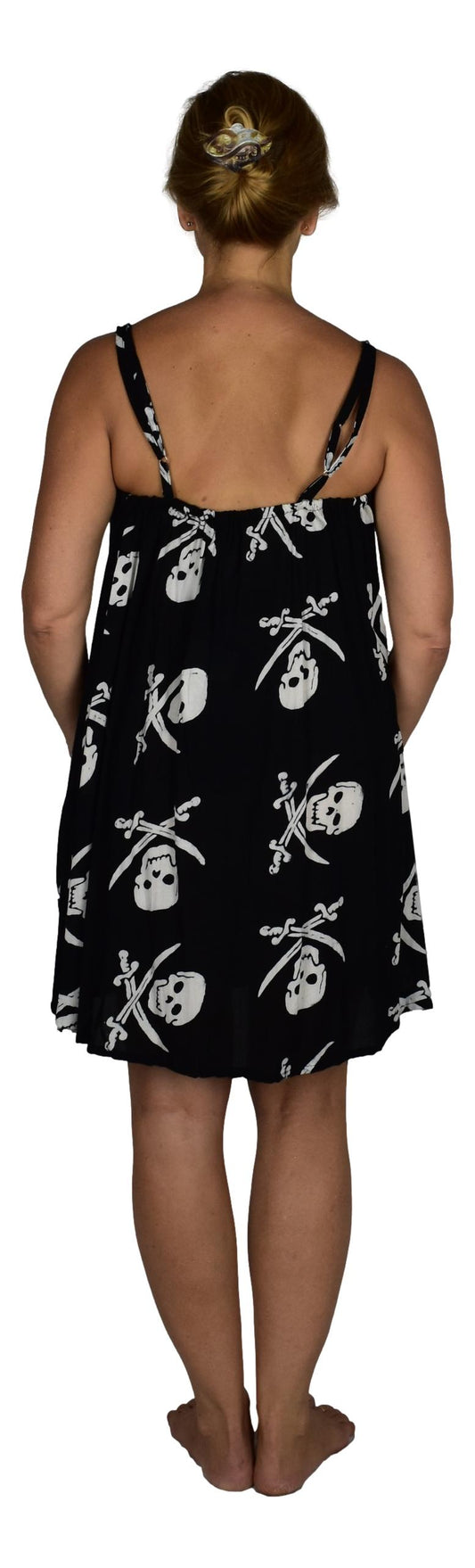 Bali Dress Short - BD-2970-S Black and White Pirate Print