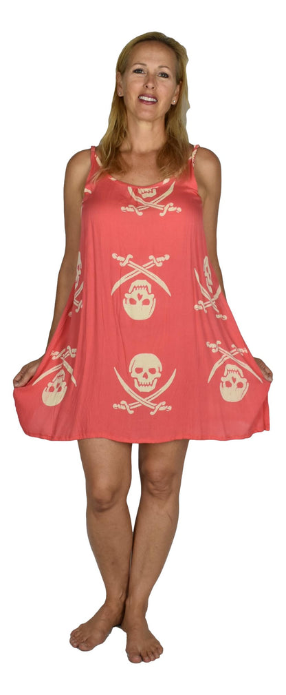 Bali Dress Short - BD-3042-S Pink Pirate Print