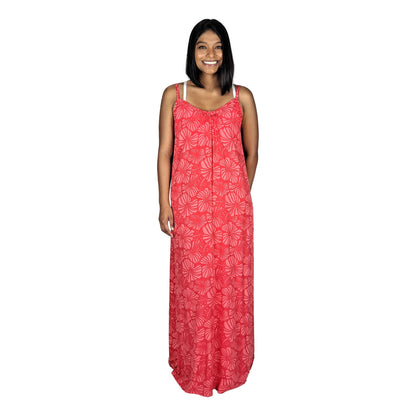 Bali Dress Long - BD-4011-L - Camelia Red Hibiscus