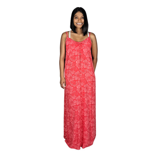 Bali Dress Long - BD-4011-L - Camelia Red Hibiscus