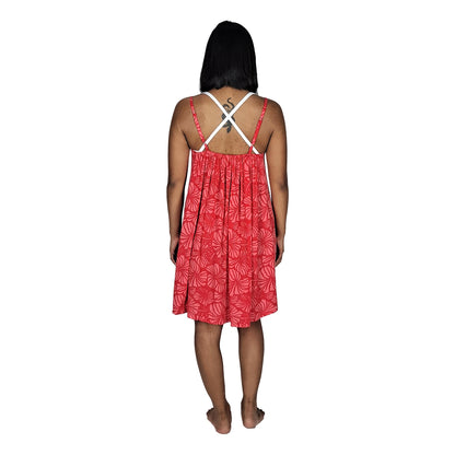 Bali Dress Short - BD-4011-S - Camelia Red Hibiscus