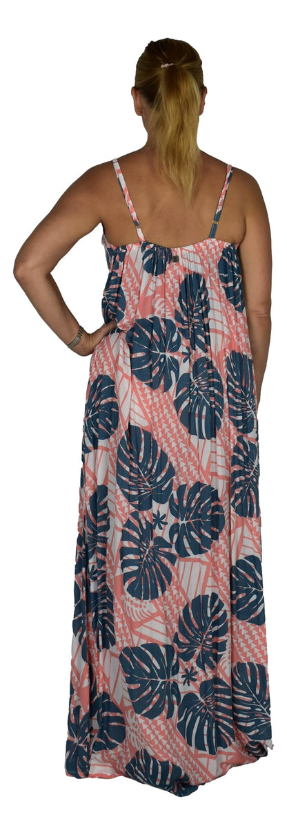 Bali Dress Long - BD-4321-L - Pink and Gray Monstera