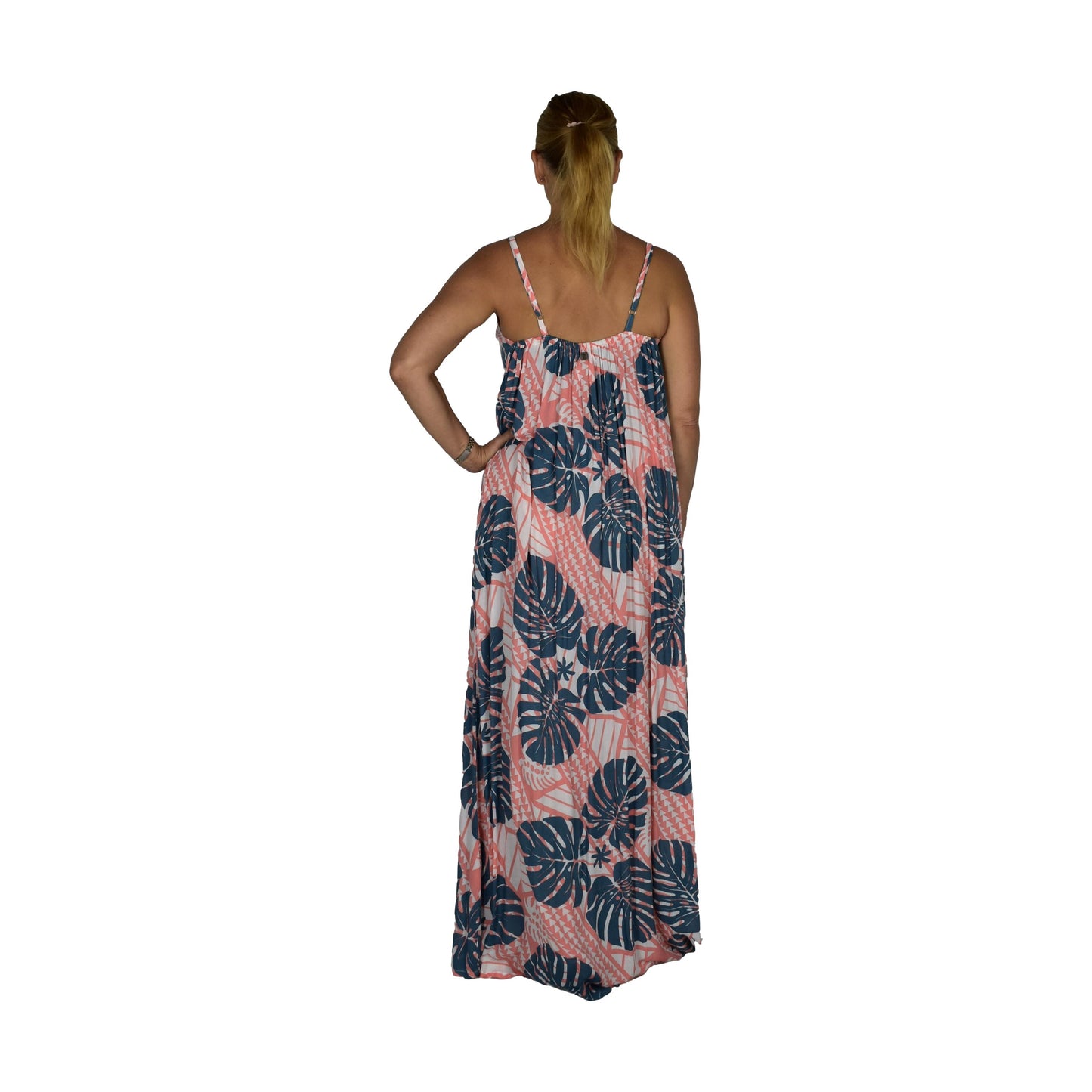 Bali Dress Long - BD-4321-L - Pink and Gray Monstera
