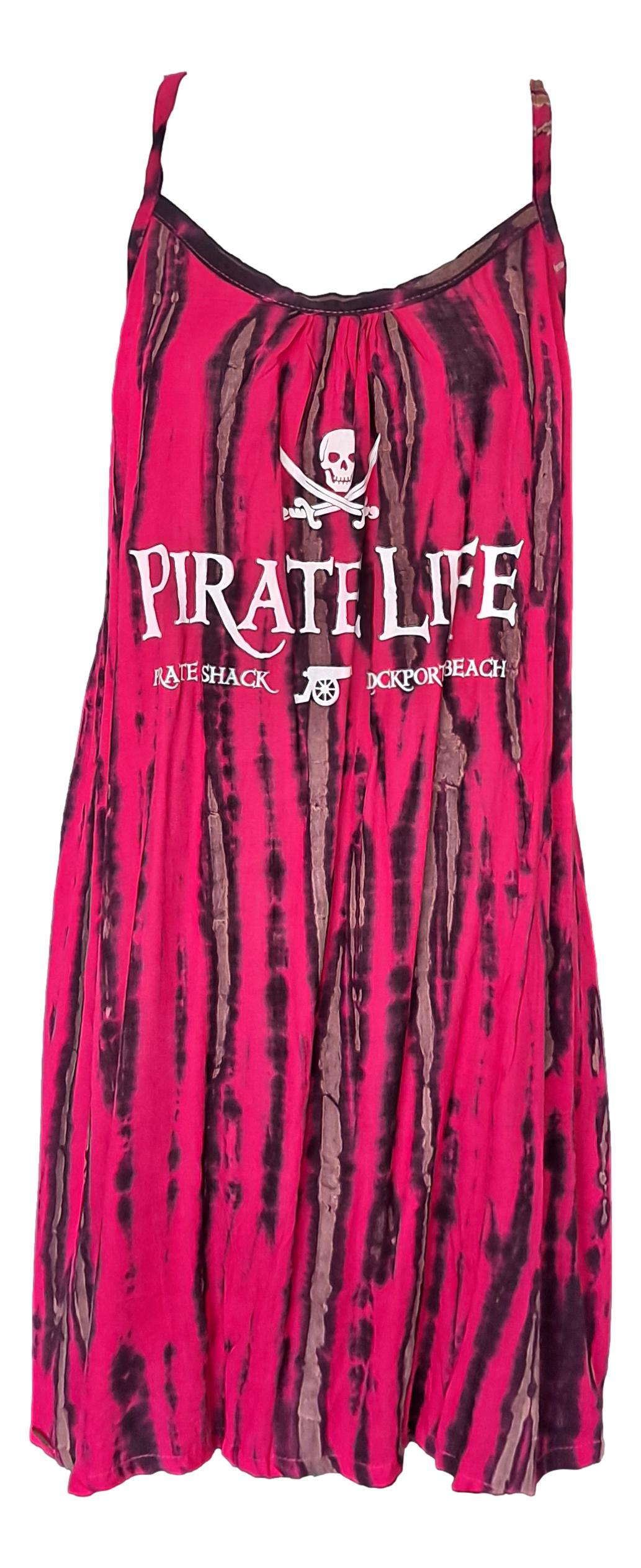 Bali Dress Short - BD-912-PRTLIFE-S Pink Tye Dye Pirate Life