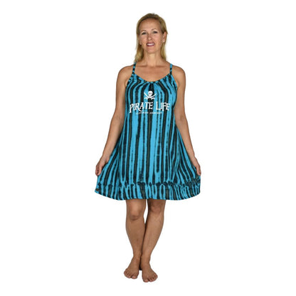 Bali Dress Short - BD-915-PRTLIFE-S Blue Tye Dye Pirate Life
