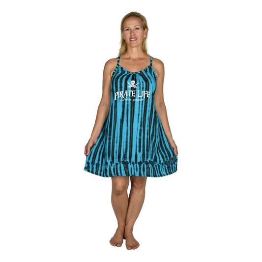 Bali Dress Short - BD-915-PRTLIFE-S Blue Tye Dye Pirate Life