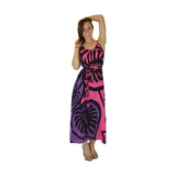 Bali Dress Long - BD-MON2-12-L - Pink Monstera **Pre-order Winter 2025/2026**
