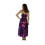 Bali Dress Long - BD-MON2-12-L - Pink Monstera **Pre-order Winter 2025/2026**