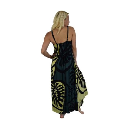 Bali Dress Long - BD-MON2-20-L - Gray Monstera