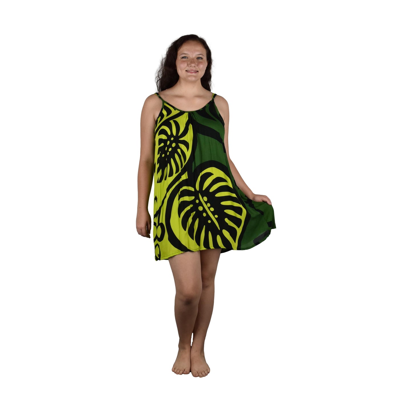 Bali Dress Short - BD-MON2-4-S - Green Monstera