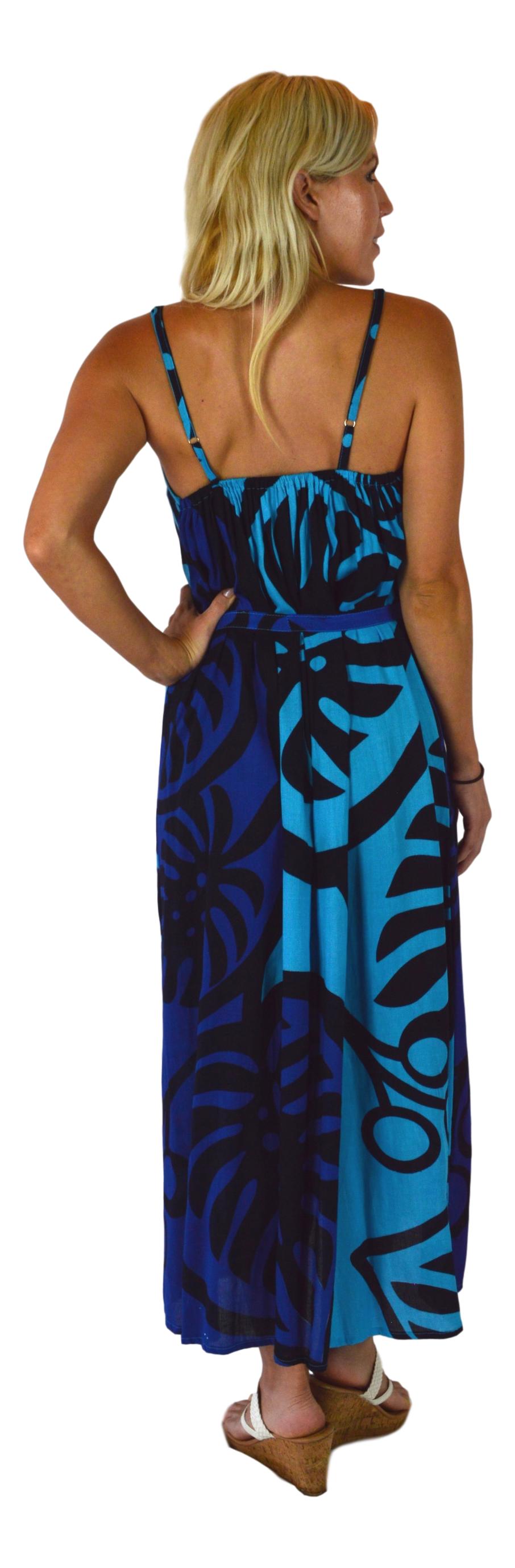 Bali Dress Long - BD-MON2-6-L - Blue Monstera