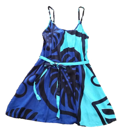Bali Dress Short - BD-MON2-6-S - Blue Monstera