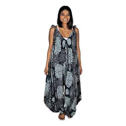 Bali Jumper - BJ-1232 - Black and Gray Chrysanthemum, Tie Strap