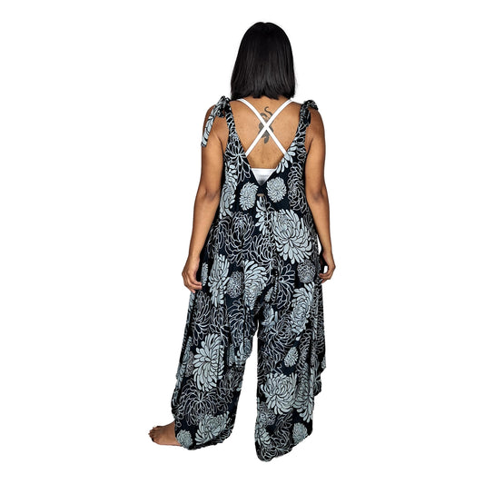 Bali Jumper - BJ-1232 - Black and Gray Chrysanthemum, Tie Strap