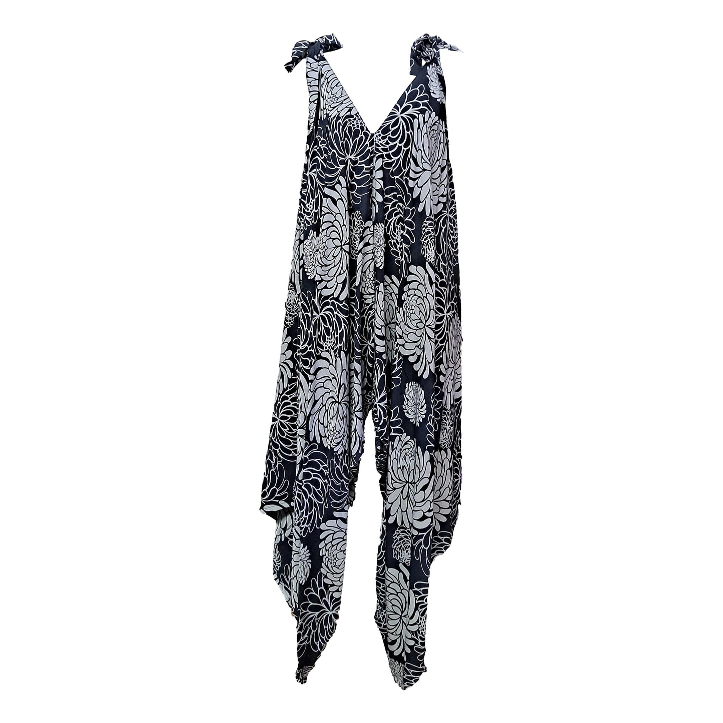 Bali Jumper - BJ-1232 - Black and Gray Chrysanthemum, Tie Strap