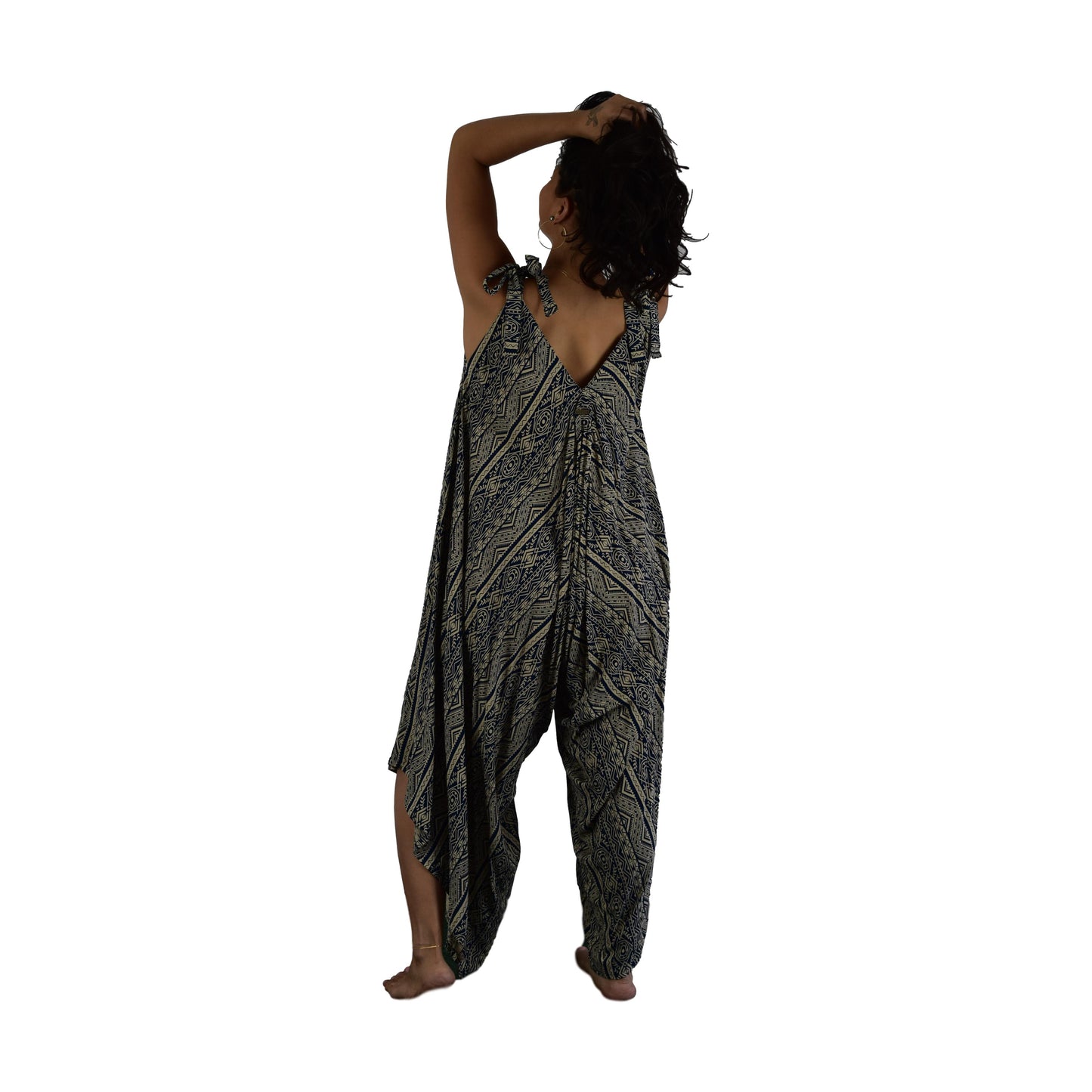 Bali Jumper - BJ-1736 - Beige and Blue Tribal, Tie Strap