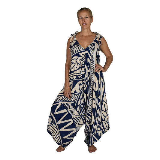Bali Jumper - BJ-4520 - Blue and Beige Tribal, Tie Strap