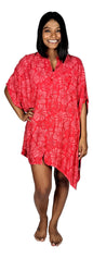 Boca Raton BOCA-4011 - Red and Pink Hibiscus Cover Up Shirt One Size up to 3X