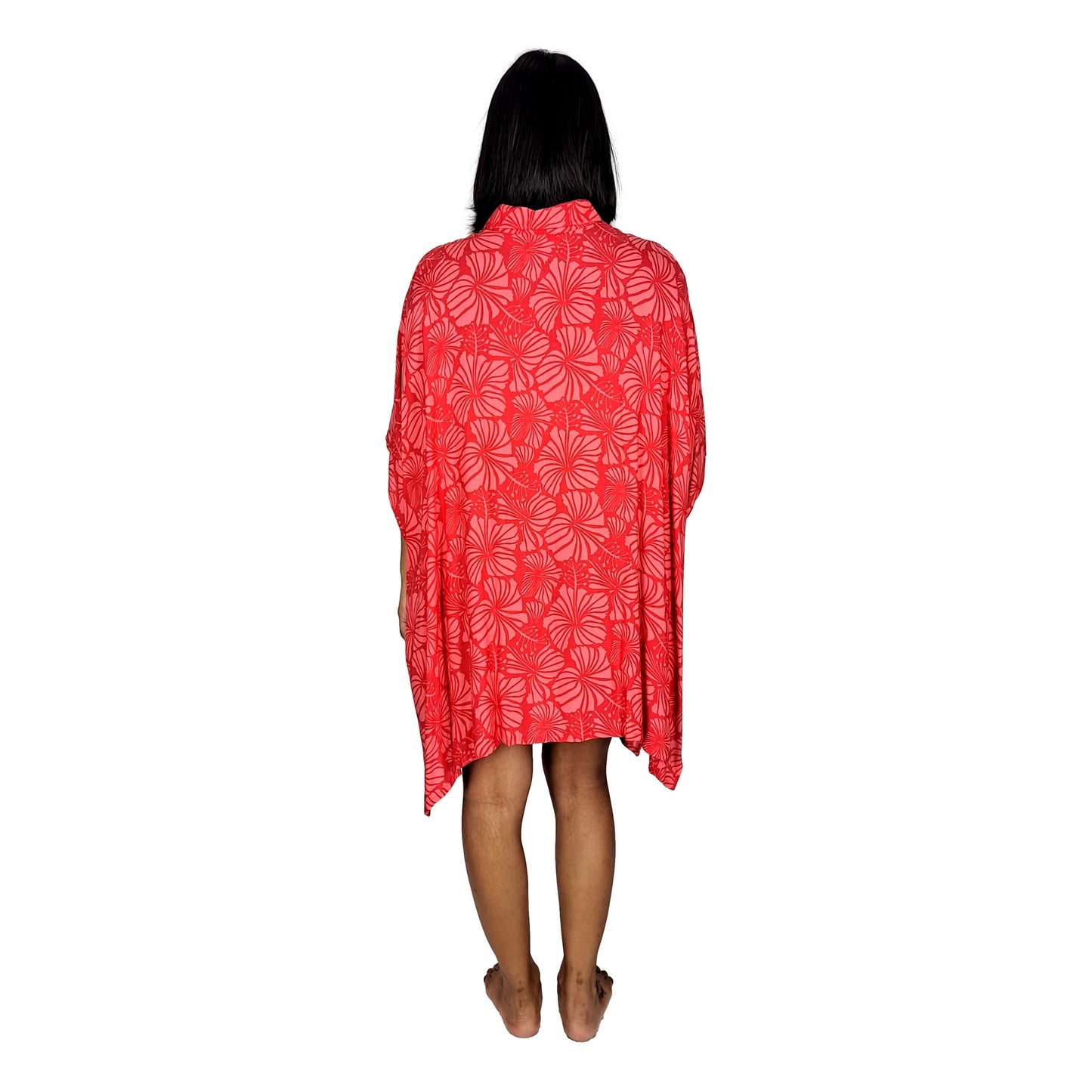 Boca Raton BOCA-4011 - Red and Pink Hibiscus Cover Up Shirt One Size up to 3X