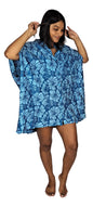 Boca Raton BOCA-4015 - Blue Hibiscus Cover Up Shirt One Size up to 3X