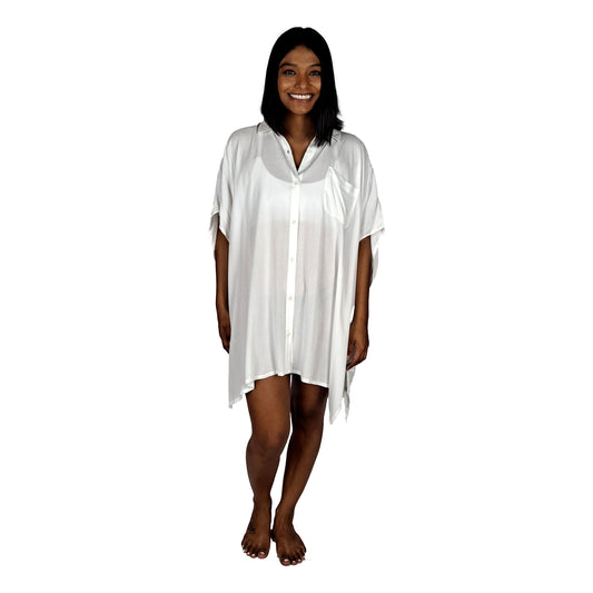 Boca Raton BOCA-8 - Solid White Cover Up Shirt One Size up to 3X