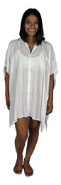 Boca Raton BOCA-8 - Solid White Cover Up Shirt One Size up to 3X