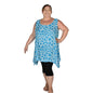 Cayman Top Plus CAYM-3506-2X - Animal Print Giraffe Blue, Rayon, 2X
