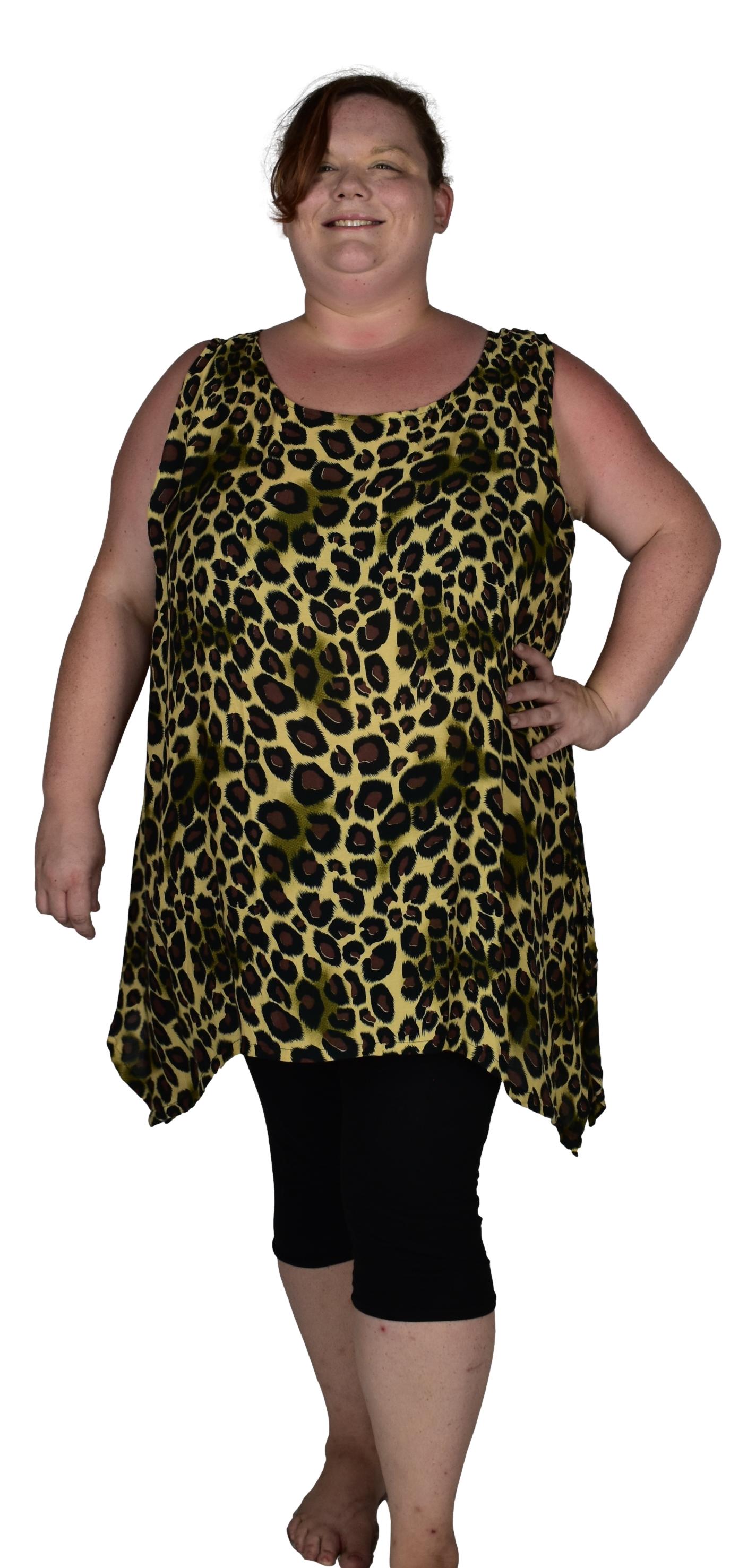 Cayman Top Plus CAYM-3519-2X - Animal Print Leopard Brown, Rayon, 2X
