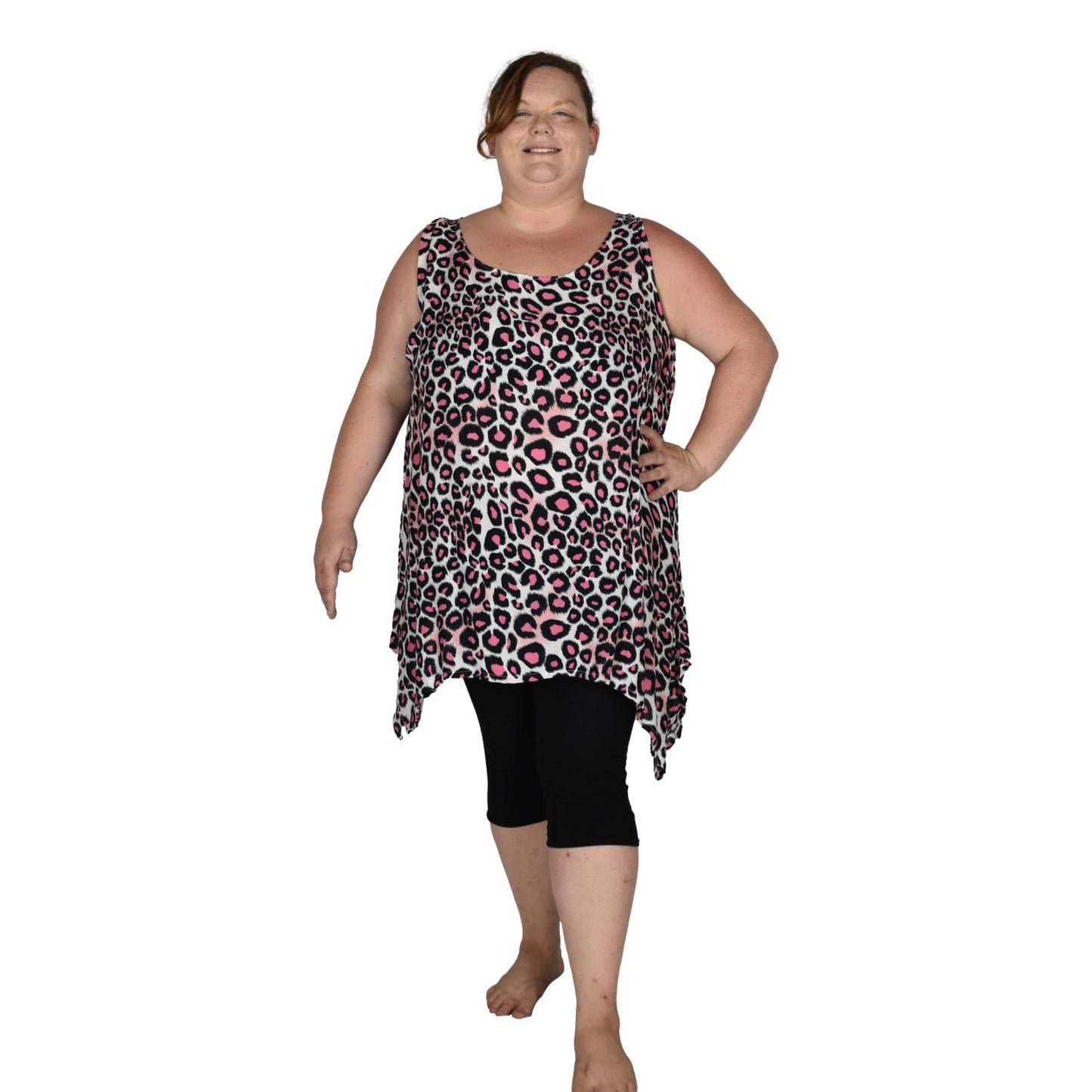 Cayman Top Plus CAYM-3512-2X - Animal Print Leopard Pink, Rayon, 2X