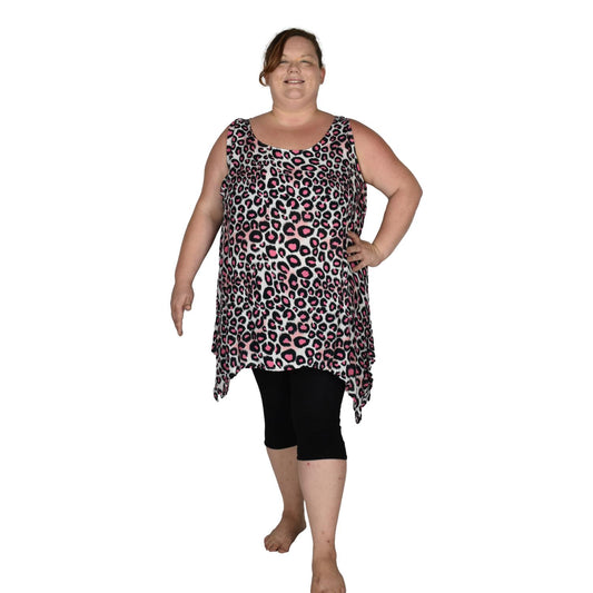 Cayman Top Plus CAYM-3512-2X - Animal Print Leopard Pink, Rayon, 2X