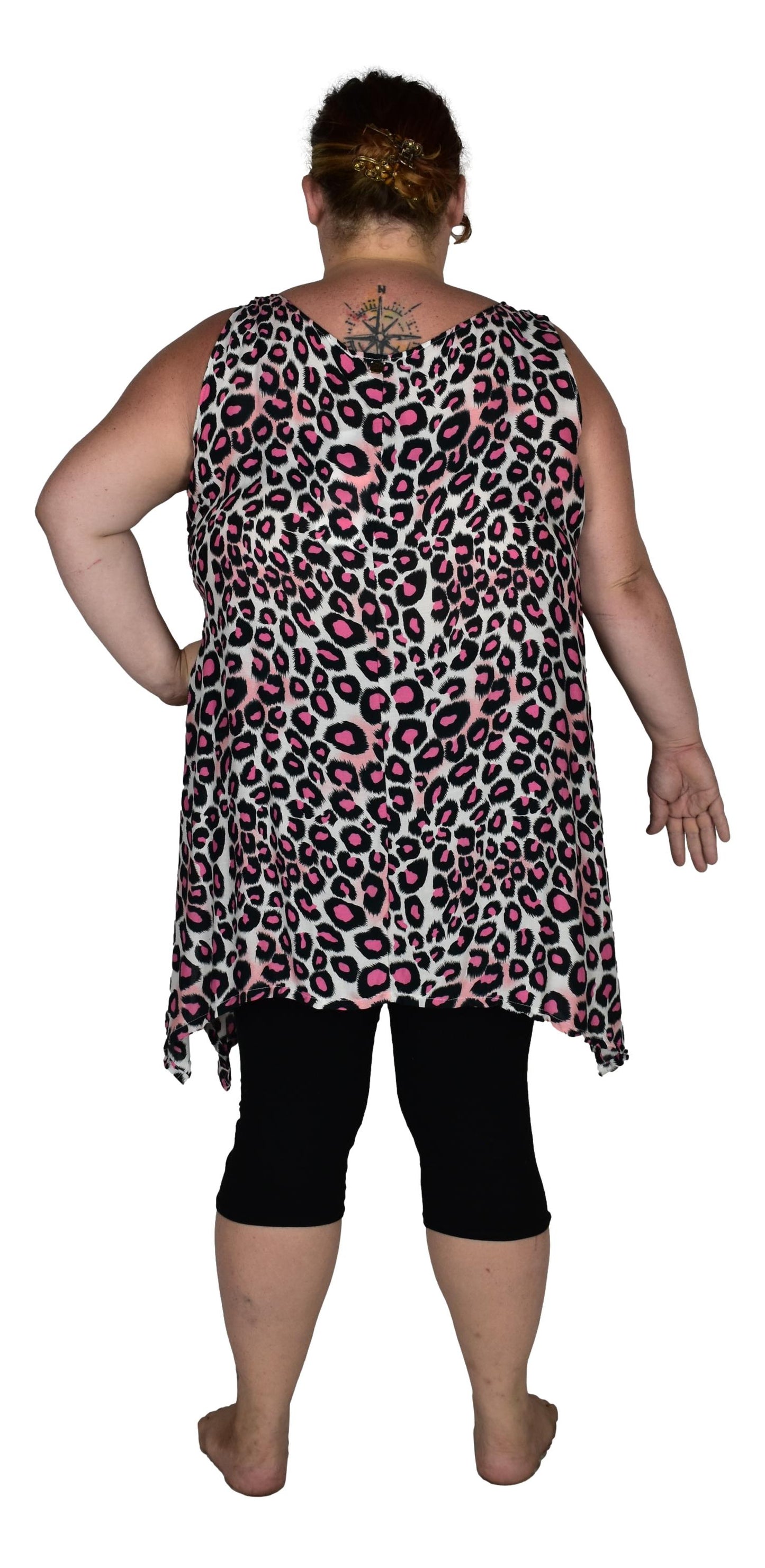 Cayman Top Plus CAYM-3512-2X - Animal Print Leopard Pink, Rayon, 2X