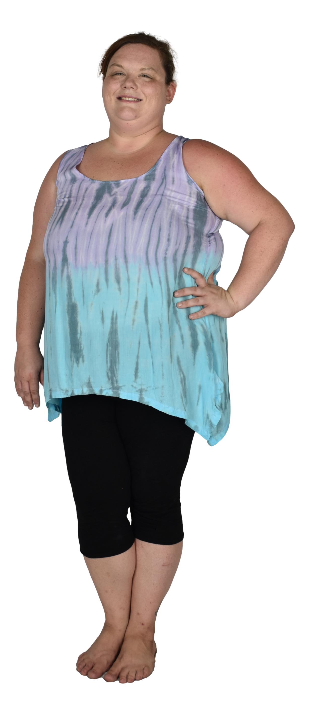 Cayman Top Plus CAYM-917-1X -Purple and Blue Tie Dye, Resort Top Plus Size