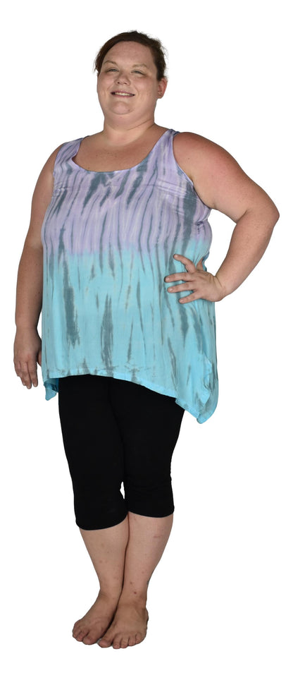 Cayman Top Plus CAYM-917-1X -Purple and Blue Tie Dye, Resort Top Plus Size