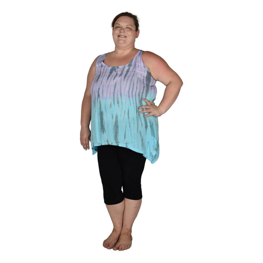 Cayman Top Plus CAYM-917-1X -Purple and Blue Tie Dye, Resort Top Plus Size