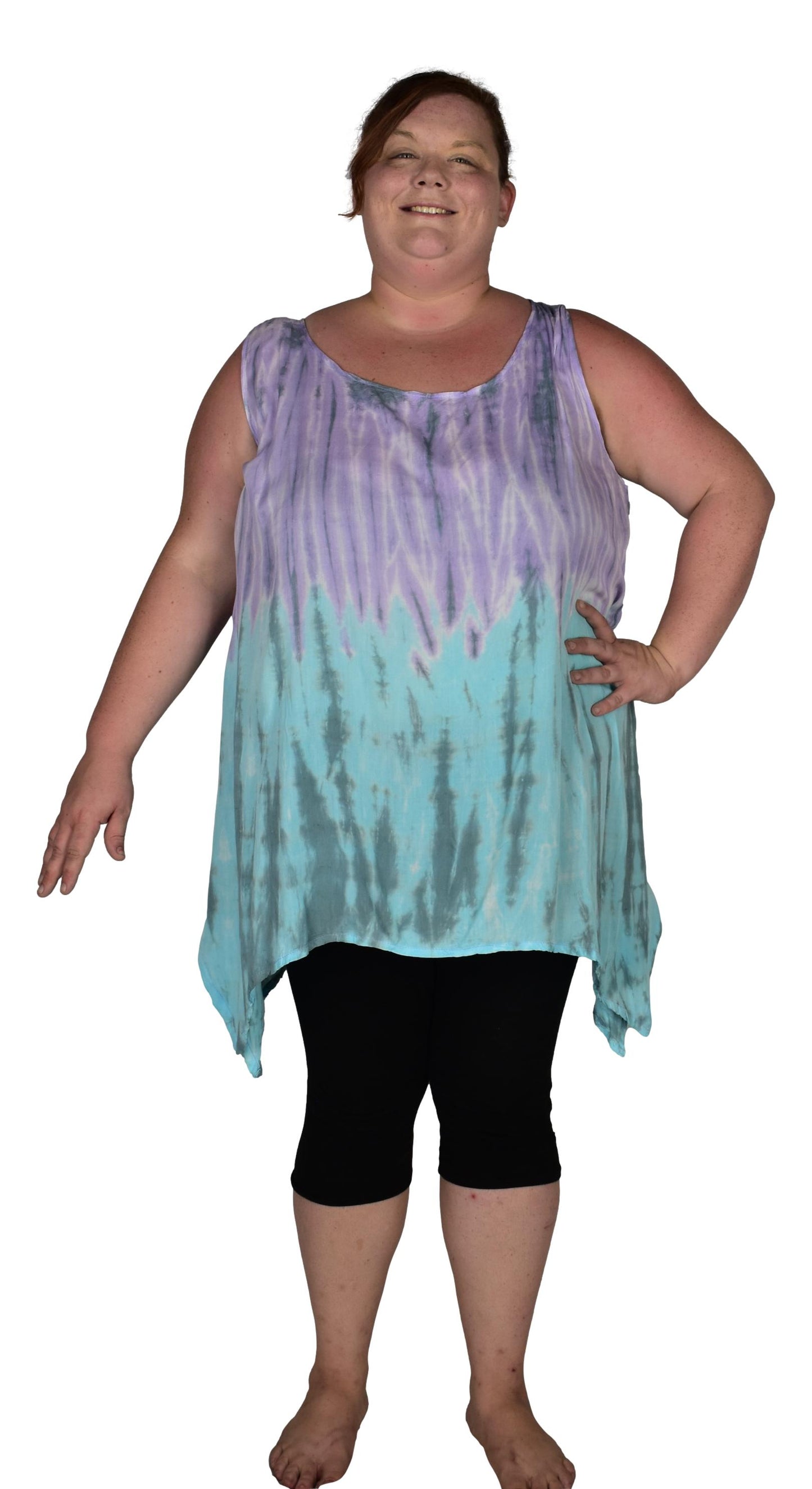 Cayman Top Plus CAYM-917-2X -Purple and Blue Tie Dye, Resort Top Plus Size