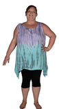 Cayman Top Plus CAYM-917-2X -Purple and Blue Tie Dye, Resort Top Plus Size