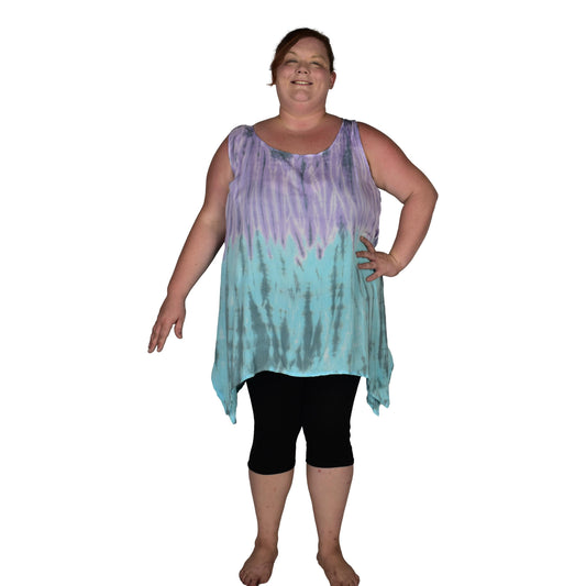 Cayman Top Plus CAYM-917-2X -Purple and Blue Tie Dye, Resort Top Plus Size