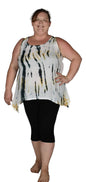 Cayman Top Plus CAYM-929-1X - Taupe Tye Dye, Resort Top Plus Size