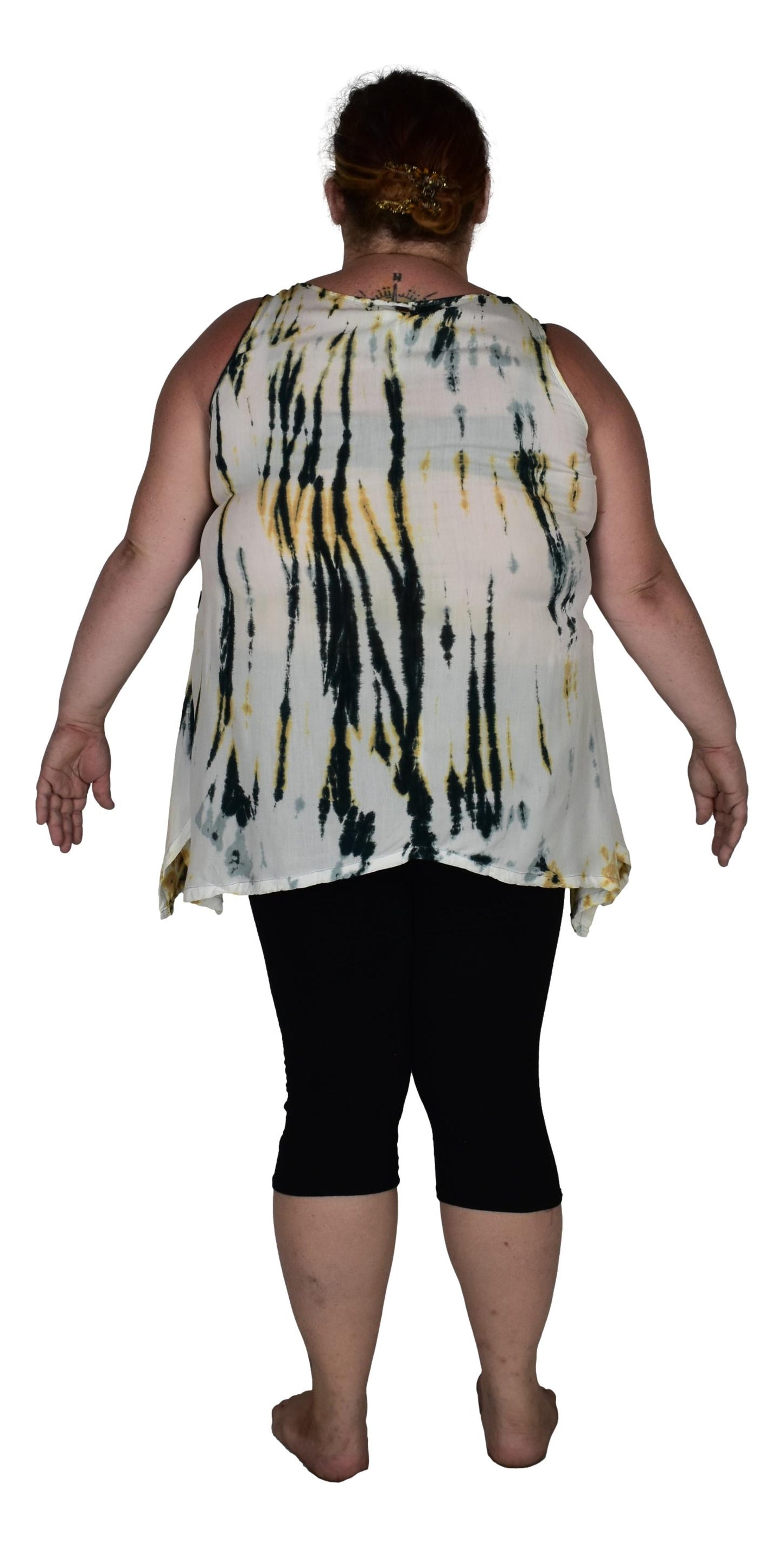Cayman Top Plus CAYM-929-1X - Taupe Tye Dye, Resort Top Plus Size