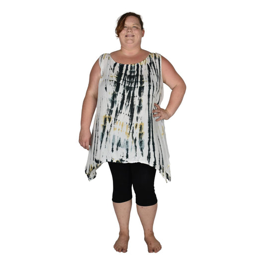 Cayman Top Plus CAYM-929-1X - Taupe Tye Dye, Resort Top Plus Size