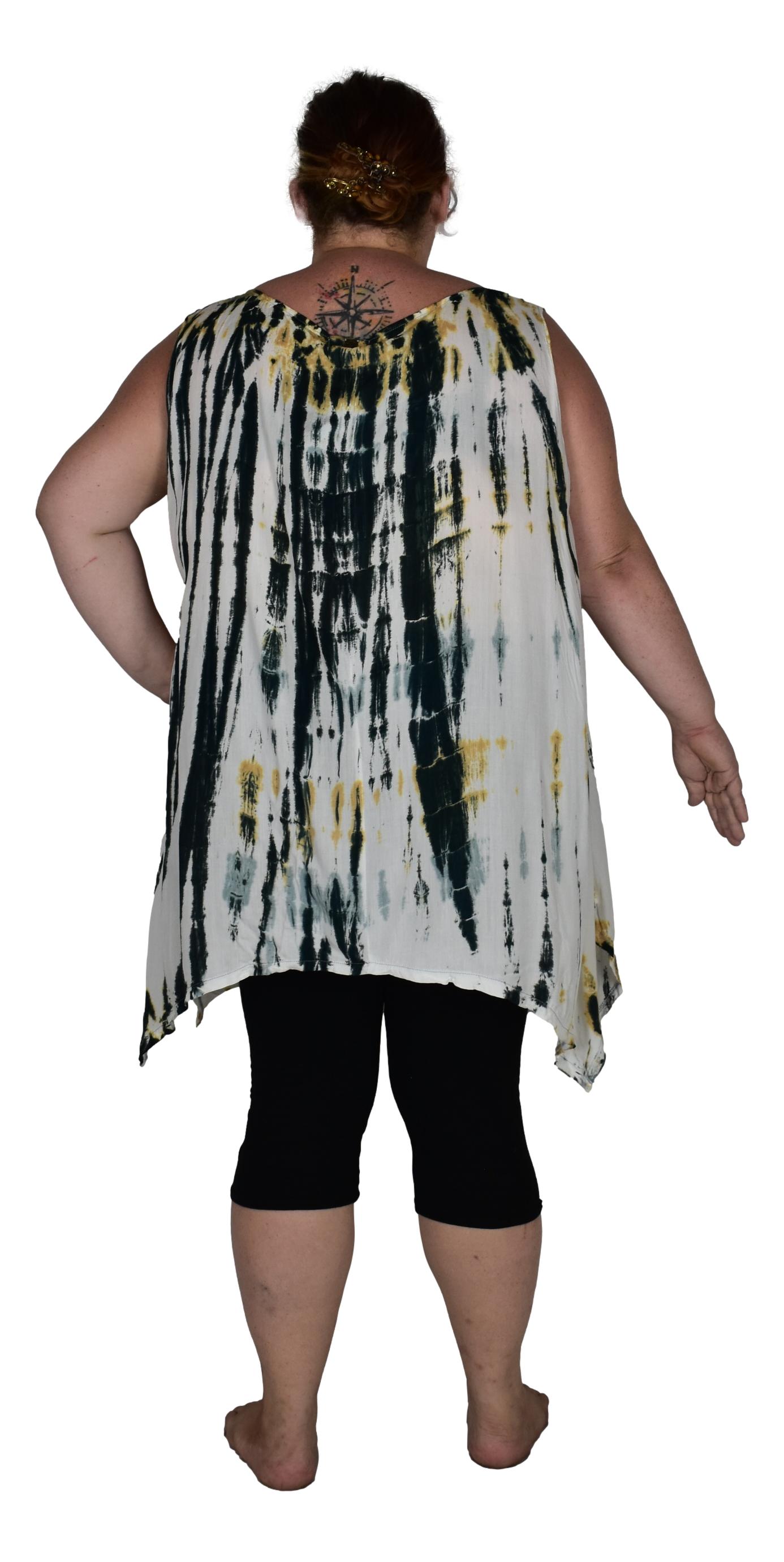 Cayman Top Plus CAYM-929-2X - Taupe Tye Dye, Resort Top Plus Size