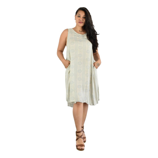 Cabana Dress CD-1420 – Beige and Gray Hawaiian Plumeria