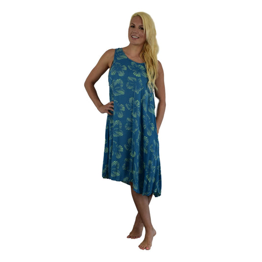 Cabana Dress CD-1506 – Blue and Green Hibiscus